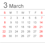 翌月カレンダー