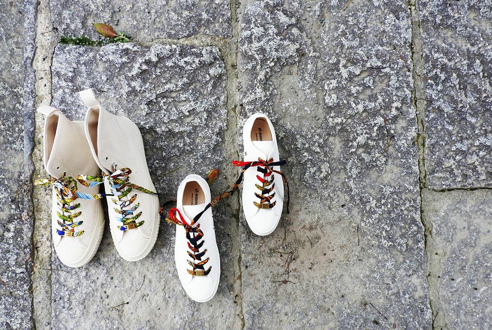 着物から作った靴紐　shoe face