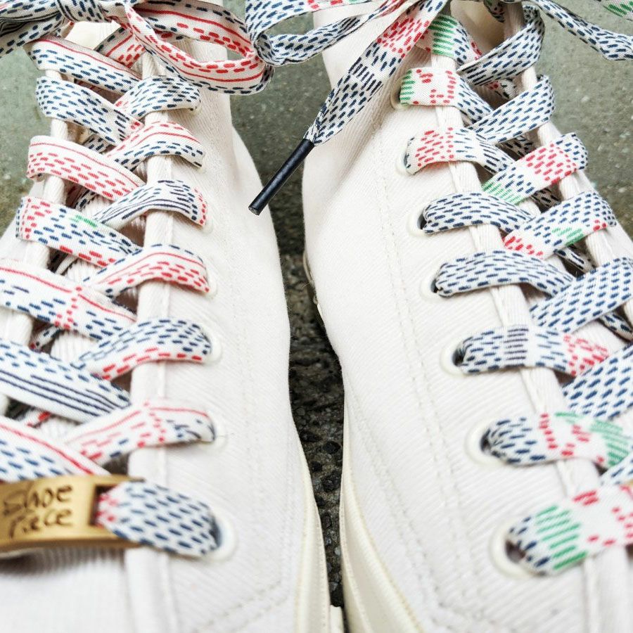 着物から作った靴紐　shoe face