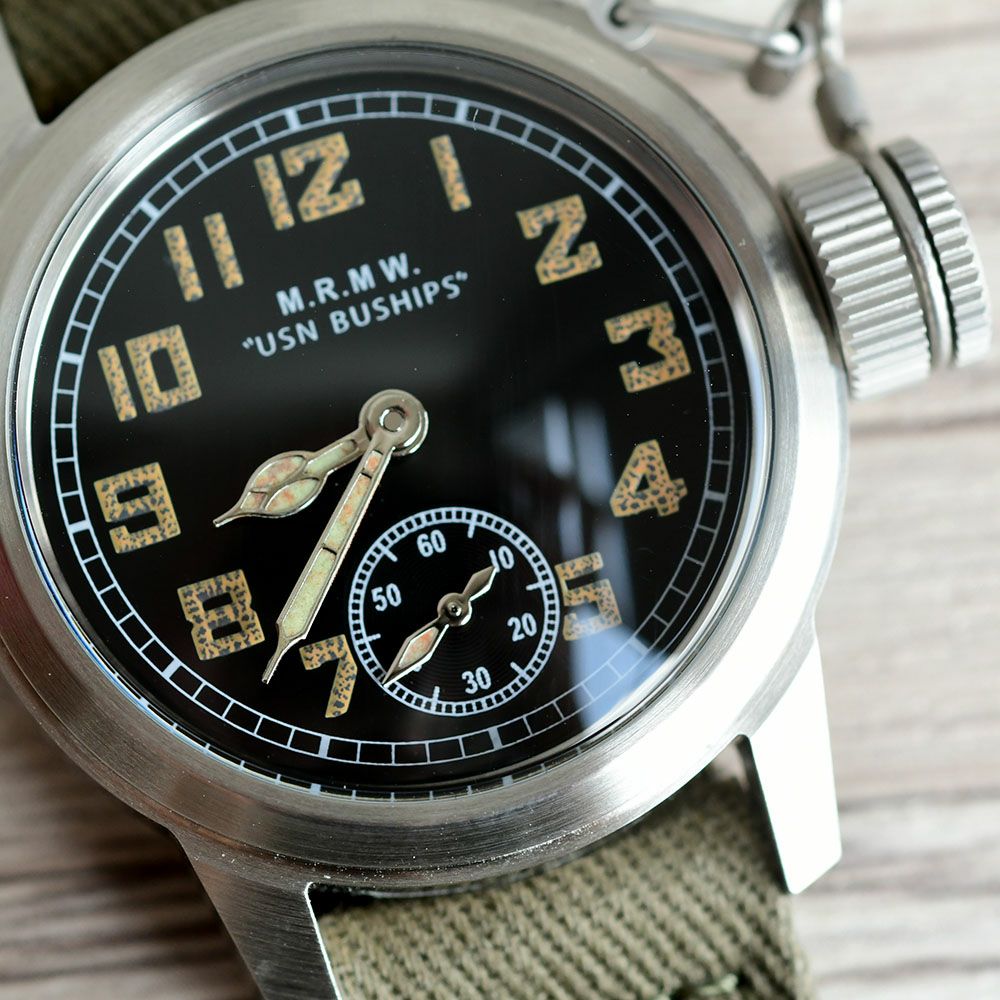 M.R.M.W ミリタリーウォッチ 腕時計 米海軍特殊部隊UDT ブシップ スモールセコンド BUSHIPS small second コットンチノクロス 布製 ストラップ モントルロロイ